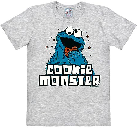 Logoshirt® Sesamstraße I Krümelmonster I Cookie Monster I T-Shirt Print I Damen & Herren I kurzärmlig I grau-meliert I Lizenziertes Originaldesign I Größe 5XL