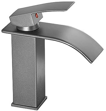 BiaoTeng Mitigeur Salle De Bain Cascade Laiton Robinet Lavabo Monotrou chaud et froid Mitigeur Lavabo Vasque à Poser,Gris A