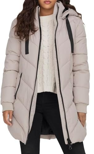 JdY Skylar Otw Noos-Chaqueta Acolchada con Capucha Abrigo, Chateau Gray/Detail:Black, XL para Mujer