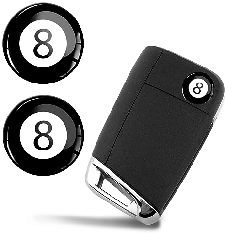 SkinoEu 2 x Ø14mm Billard Kugel Schwarz Nummer 8 Schlüssel Emblem Aufkleber Stickers Für Fernbedienung Auto Moto Logo Key Badge Tuning KSK 17