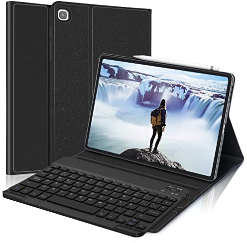 SENGBIRCH Hülle mit Tastatur für Samsung Galaxy Tab S6 Lite (2024) 10,4 Zoll - Deutsch QWERTZ Layout Kabellose Abnehmbare Folio Keyboard Hülle mit Stifthalter für Galaxy Tab S6 Lite 10.4 Zoll, Schwarz