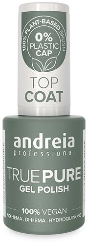 Andreia Professional Hema Free Gel Polish - TRUE PURE 21 Free and 100% Vegan for Sensitive Nails - Semi-Permanent UV LED Soak Off Gel Nail Varnish - Top Coat 10.5ml