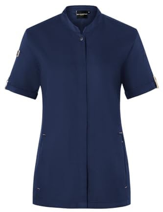 Karlowsky Damen Kochjacke Green-Generation Kurzarm Druckknöpfe Modern Fit Polyester/Baumwollmix Oeko-TEX® nachhaltig Stahlblau - Größe 50