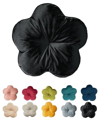 beties Samt&Sonders Serie Kissen Blume ca. 50 Ø cm Deko- Formkissen gefüllt (schwarz)
