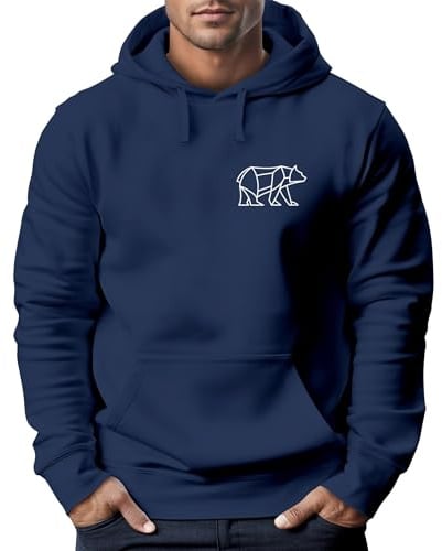 Neverless® Hoodie Herren Print Polygon Bär Natur Outdoor Kapuzenpullover Fashion Streetstyle