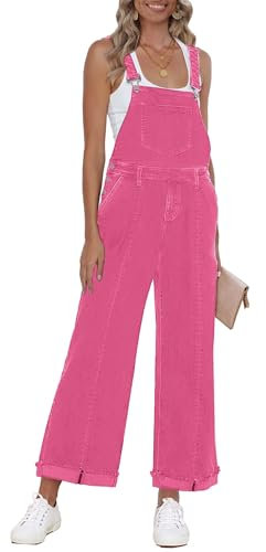 Roskiky Tuta da donna in denim Loose Fit Wide Leg Bib Stretch Baggy Jeans Y2K Comfy Jumpsuit Donna Elegante, Colore: rosa., M