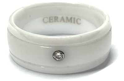 Ring Keramik weiß Zirkonia teilweise matt 8 mm Bandring Partnerring #56