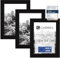 CABBEL Lot de 3 cadres photo, format A5, 18x24 cm, en bois MDF, avec verre acrylique incassable, noirs