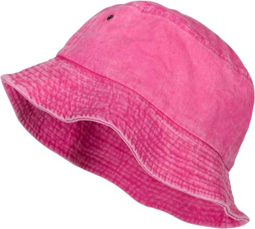 styleBREAKER Unisex Fischerhut Einfarbig in Vintage Washed Optik, Bucket Hat, Stoff Sonnenhut Unifarben 04025045, Farbe:Pink