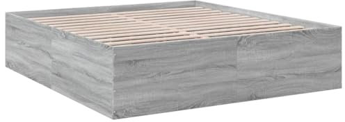 vidaXL Cadre de lit Sonoma Gris 200x200 cm Bois d'ingénierie, Meuble de Chambre à Coucher, sommier, lit à Panneaux, lit, lit Double, lit Plate-Forme