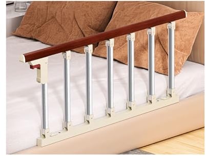 AQUASHIELDING Bettgeländer, Heimgeländer, Absturzsicherungs-Handschutz für Senioren, klappbare Bettgitter für ältere Menschen,Red