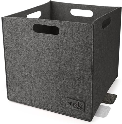 smøla Filz Aufbewahrungsbox, 33x33x33cm Organizer Faltbar I Aufbewahrungskorb, Aufbewahrungsbehälter ohne Deckel I Aufbewahrung Spielzeug, Kleidung, Wäschekorb, Anthrazit