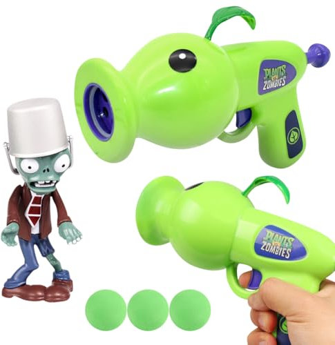 Plants vs Zombies Toys, 5 PCS Zombie Toys, Pea Shooter, Games Figure Toy, Zombie Games, Plastic Plants Shooter, Contains 3 Shells to be Fired, Great Gifts for Kids and Fans, Birthday and Party