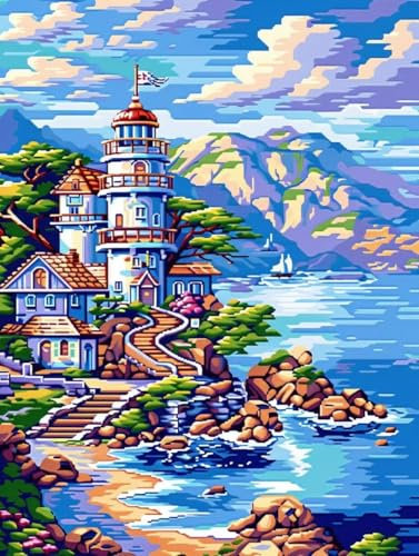 Diamond Painting Ocean, 5D DIY Diamant Painting Bilder Kinder, Berg Diamond Painting Erwachsene Basteln, Diamond Painting Set Anfänger Strass Stickerei Paintings, Zimmer Deko Wohnzimmer 45x60cm N1-409