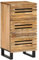 LAPOOH Kommode Schlafzimmer, 40x34x75 cm, Braun, Mangoholz, Stahl, 3 Schubladen, Industriell, Unbehandelt