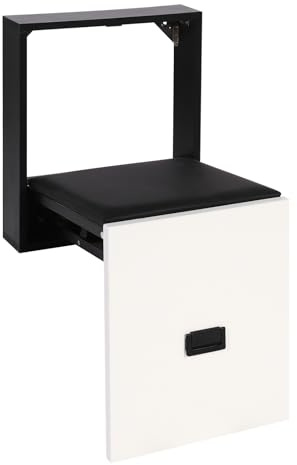 35.5*36.5 CM Klappstuhl hocker klappbar wandklappstuhl Faltbarer Wandhocker Wandmontierter Schuhwechselhocker ultradünner Eingang Stuhl Schuhe Stuhl Hocker Schrank Versteckte (Schwarz&Weiß&Holz)
