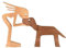 FDHBDF Holzstatuen Skulptur Hundeholzschnitzerei Mensch und Hund Kreativer Tischschmuck Handgefertigte aus Holz Tischdekoration im Bücherregal Bezaubernd (Stil B)