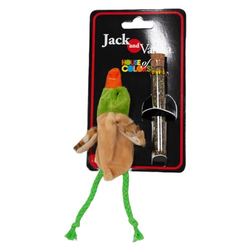 JACK AND VANILLA, Jouet interactif pour Chat en Forme de Canard avec Herbe à Chat Rechargeable, 10,5 cm, Multicolore, Stimule l'instinct de Chasse et divertit Votre félin, Modèle Jouet