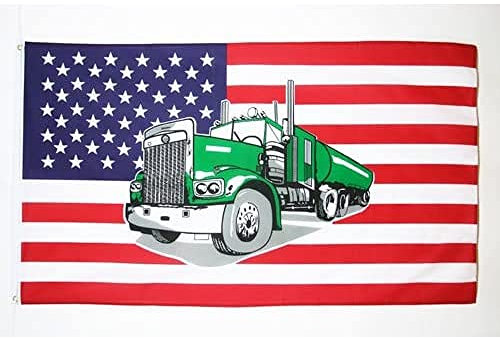 USA-Flagge mit LKW-Flagge, 150 x 90 cm, 100D-Polyester, amerikanisches Banner mit zwei Metallösen, farbecht, lebendige Farben, 90 x 150 cm, 90 x 150 cm