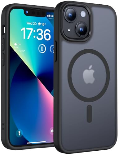 TOCOL für iPhone 13 Mini Hülle für Magsafe, Stoßfest Anti-Fingerabdruck Kratzfest Transluzente Rückseite rutschfest Matt Magnetisch Handyhülle für iPhone 13 Mini Case, Schwarz