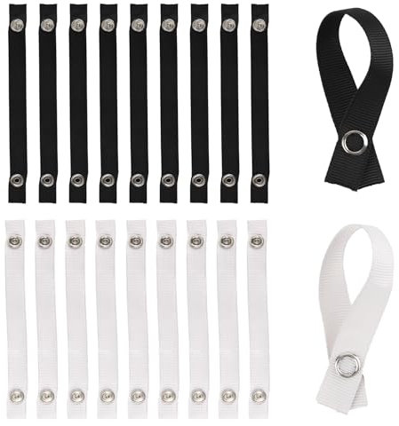 18 Stück Handtuch Aufhänger, 150 x 12 mm Nähfrei Aufhänger für Textilien, Baumwolle Handtuchclips ohne Nähen, Druckknopf Aufhänger für Handtücher, Geschirrhandtücher, Lappen, Deko, Camping