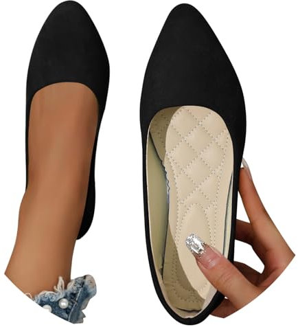 Ballerina Schuhe Damen, Ballerinas Damen Schwarz Tanzschuhe Flache Dirndl Schuhe Elegant Und Bequem Leicht Damenpumps rutschfest Freizeit Outdoor Tanzschuhe Wildleder Kleid-Schuhe Sommerschuhe