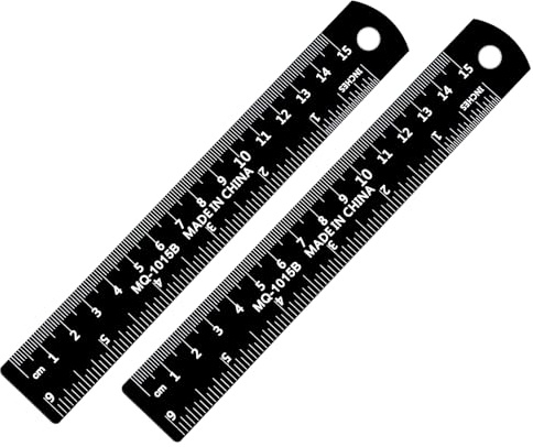 Shimmeroo 2 Stück Metall Lineal 15cm | Doppelter Skala Lineal 15cm 6 Zoll Ruler für Schulen, Büros und technisches Zeichnen