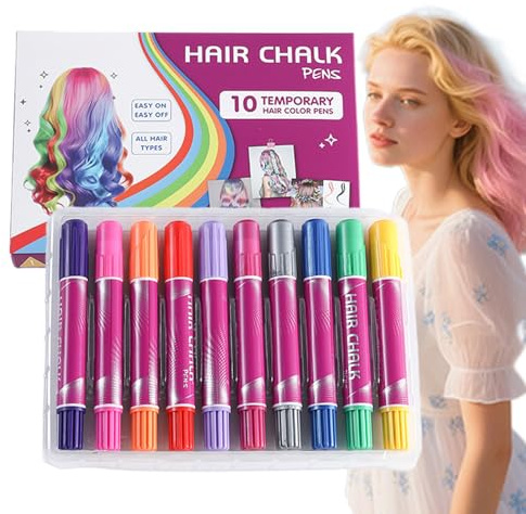Sghtil Haarkreide für Mädchen – Haarkreide mit 10 Farben | Temporäre Markierungen, waschbar, Make-up-Set, lustiges Spielzeug für Teenager Erwachsene Cosplay