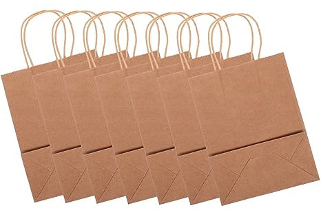 Gogogmee 20stücke Kraftpapiertüte Mit Griff Für Bäckerei Brot Packtasche Zum Mitnehmen Aus Kraftpapier Papiertüte Für Lebensmittel Und Dinge Hohe Tragkraft Und Langlebigkeit