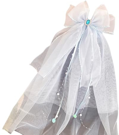 YPREWY Schleier-Set für Mädchen zur Erstkommunion, mit verstellbarer Haarspange und Schleifen-Design, weiße Spitze, Kopfschmuck für Osterkleid, Zubehör, Erstkommunion, weißer Schleier und Kopfschmuck