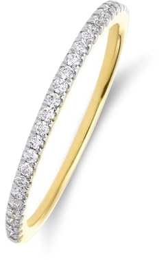 Lucardi Damen 14 Karat Gelbgoldring mit im Labor gezüchtetem Diamant 0,155 ct - Ring - 14 Karat Gold - Gold - 15/47 mm