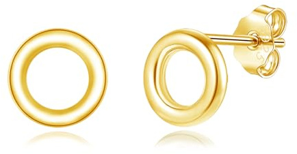Estrellique Ohrstecker Silber 925, Hypoallergen 925 Sterling Silber | Flache Plättchen Kreis Ohrstecker für Damen Mädchen, Unisex Ziemliche 6mm/10mm Knorpel Schlafen Ohrringe Stecker Damenschmuck