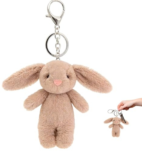 Tupinerq Schlüsselanhänger Hase, Hase Kuscheltieranhänger mit Schlüsselring für Schlüsselband Schlüsselbund & Schlüsselhalter Schultütenanhänger Kaninchen (Braun)