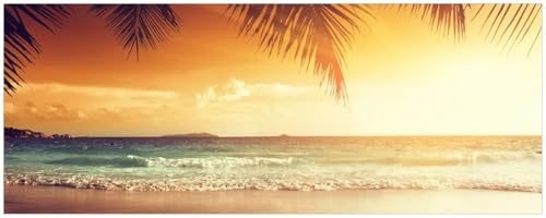 Wallario Küchenrückwand selbstklebend 115 x 50 cm, Motiv: Sonnenuntergang am Strand in der Karibik | Spritzschutz abwischbar & pflegeleicht