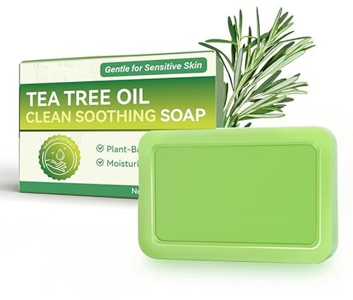Anti Fungal Soap, Tea Tree Soap Bar with Pure Tea Tree Oil – Natural Body Wash for Face & Foot, Gentle Exfoliating Cleansing Bar for Men & Women