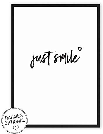 Wunderpixel® Kunstdruck just smile - auf wunderbarem Hahnemühle Papier DIN A4 - ohne Rahmen schwarz-weißer FineArt-Print Poster zur Wand-Dekoration im Büro Wohnung