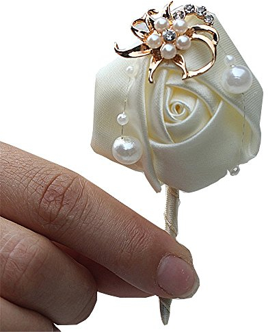 Fouriding Bräutigam Anstecknadel Boutonniere Boutonnièr Braut Blumen Corsage Brosche Hochzeitsanstecker der Männer für Herren Hochzeit Anzug Bankett Partei Packung mit 2 Stück