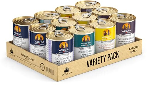 Weruva Classic Dog Food, Variety Pack, Baron's Batch, Wet Dog Food, 14oz Cans (Pack of 12)