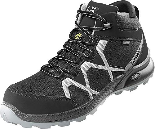 Lupriflex 1 Paar Speed Aqua Mid ESD Wasserdichter Mittelhoher Sicherheitsschuh, S3, Superleicht, Schuhweite 11,5 Grau/Schwarz mit Reflektoren Größe 44