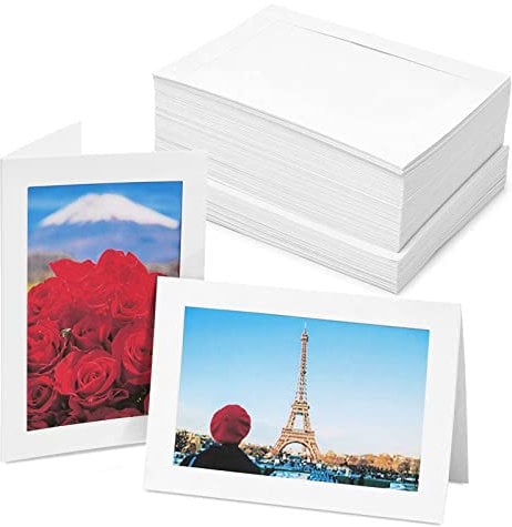 48 Foto-Passepartout-Karten und Umschläge, Weiße Bilderrahmenkarten für 10,2 x 15,2 cm-Fotos