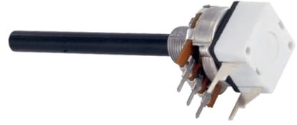 WITTKOWARE Mono-Potentiometer mit Schalter, langer Kunststoff-Achse (6x56mm) und Mutter, 100 Kilo-Ohm, ±20%, linear, 0,4W