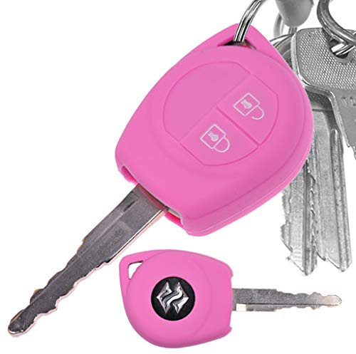 Auto Schlüssel Hülle Silikon Schutz Cover Rosa kompatibel mit Opel Agila B Nissan Pixo Suzuki Alto SX4 Swift Splash