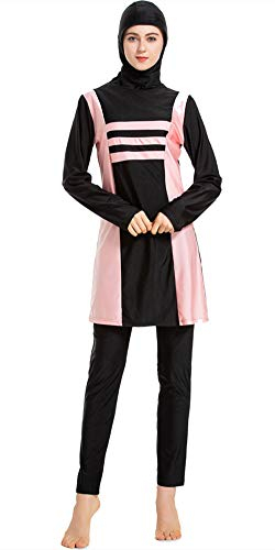 Muslimischer Badeanzug Neu Muslimische Bademode Burkini für Damen Frauen Mädchen Hijab Vollverkleidete Islamische Schwimmanzug UV Schutz Bescheiden Muslim Swimwear (Schwarz, S)