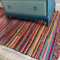 Second Nature Online - Tapis de fêtes à franges tissé à la main avec des bandes de tissu recyclées - Tapis à rayures multicolores - Respectueux de l'environnement (format S, 60 x 90 cm)