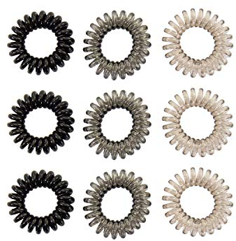 Oblique Unique® 9 Stück Spiral Haargummi Telefonkabel Zopfgummi Haarband für Mädchen Damen Frauen elastisch - Farbe wählbar (Schwarz)