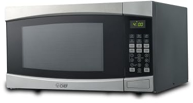 COMMERCIAL CHEF 1.6 Cubic Foot Microwave with 10 Power Levels, Small Microwave with Push Button, 1000 Watt Microwave with Digital Control Panels, Countertop Microwave with Timer, Stainless Steel