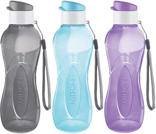 Milton Bouteille d'eau réutilisable pour enfants - En plastique 350 ml Grand goulot Sans BPA et fuite Avec poignée de transport le cyclisme, camping, la randonnée, gym, yoga, Lot 3 s pastel