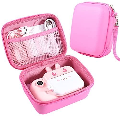Kids Camera Case Compatible with MINIBEAR Kids Camera, Case for Camera for Kids and Kids Action Camera Accessories, 5.5 x 4.3 x 2.6 inch Shockproof Storage Box fits for Most Kids Camera (Pink)