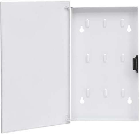 vidaXL Boîte à Clés avec Panneau Magnétique Boîte de Rangement Armoire de Rangement de Clés Salon Bureau Maison Intérieur Blanc 30x20x4 cm
