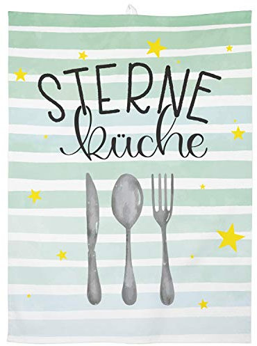 GRUSS & CO Geschirrtuch Motiv Sterneküche | Baumwolle, 60 cm x 45 cm, farbiger Motivdruck | Geschenk, Küche, Kochen, Grillen | 47105